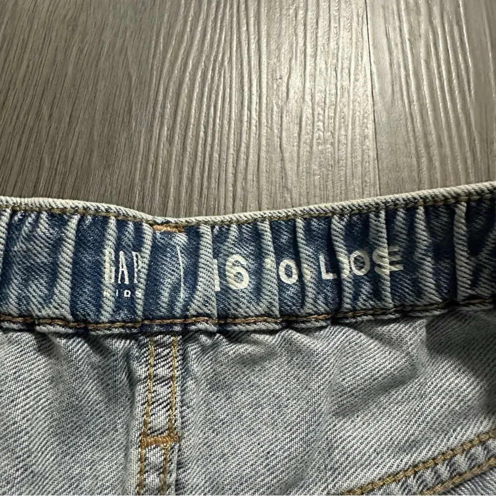 Gap Kids 90s Loose Light Wash‎ Mid Rise Bermuda Distressed Shorts Size 16 NWT
